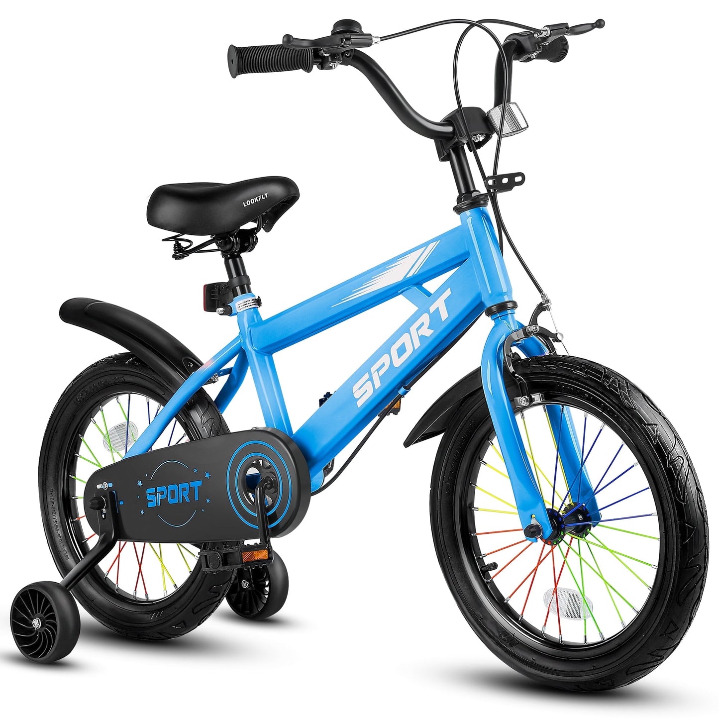 Lookfly 16" Kids Bike for Boys and Girls with Removable Training Wheels,Children's Cicycle,Blue